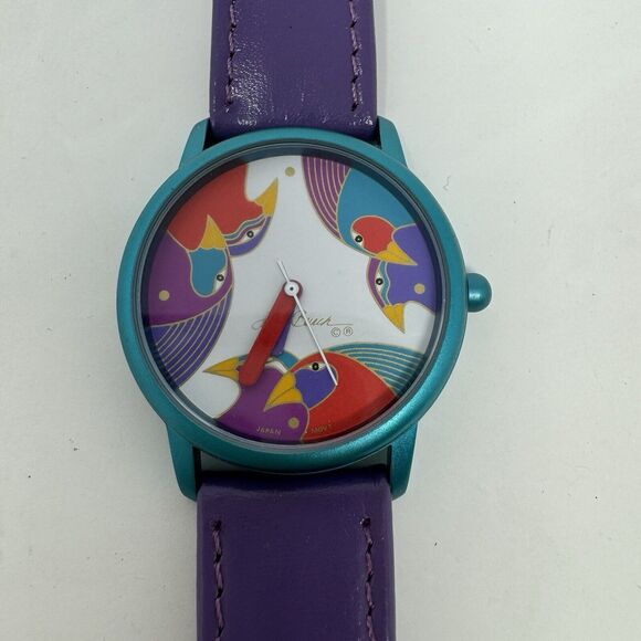 Laurel Burch Accessories - New Vintage Laurel Burch Watch Birds of Santorini Leather - Needs Battery